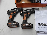 3 accu boormachines worx, met accu, zonder lader, werking niet gekend - afbeelding 3 van  3