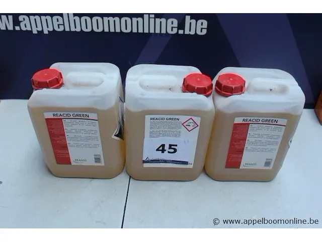 3 bidons à 5l professionele ontkalkers realco, reacid green - afbeelding 1 van  2