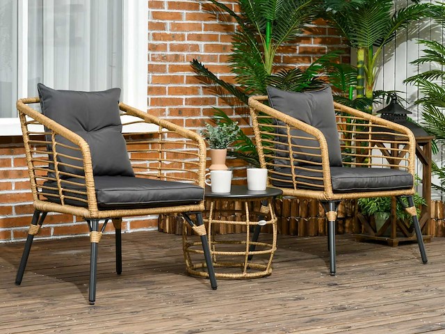 3-delig rotan tuinmeubelen met salontafel en 2 stoelen - afbeelding 1 van  6