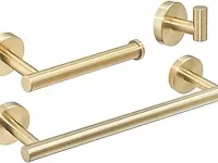 3-delige geborstelde gouden afwerking badkameraccessoires set - afbeelding 1 van  3