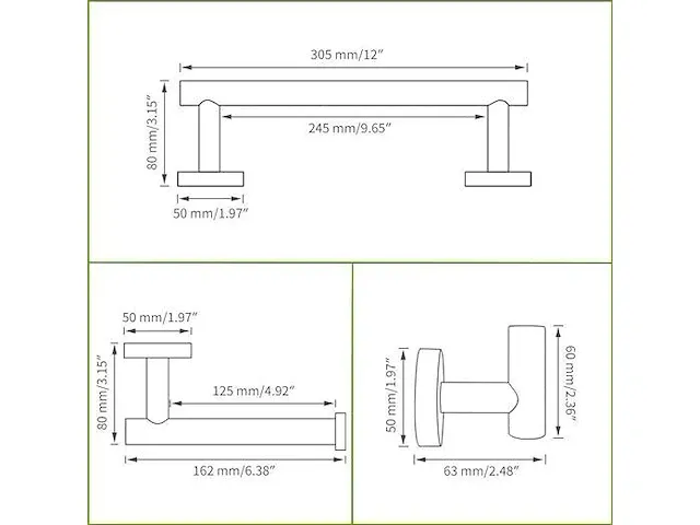 3-delige geborstelde gouden afwerking badkameraccessoires set - afbeelding 2 van  3