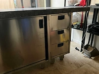 3-delige rvs werkbank met natuurstenen bladen - afbeelding 3 van  8