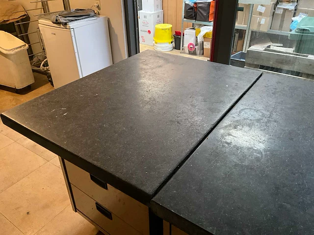3-delige rvs werkbank met natuurstenen bladen - afbeelding 6 van  8