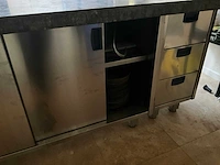 3-delige rvs werkbank met natuurstenen bladen - afbeelding 8 van  8