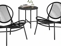 3-delige tuinset - tafel + 2 stoelen - zwart (x2) - afbeelding 9 van  11