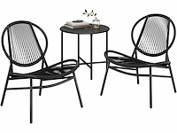 3-delige tuinset - tafel + 2 stoelen - zwart - afbeelding 2 van  4