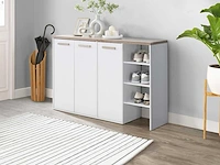 3-deurs 3-nis schoenenkast - wit & licht natuurlijk - afbeelding 1 van  4