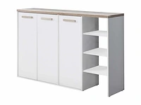 3-deurs 3-nis schoenenkast - wit & licht natuurlijk - afbeelding 2 van  4