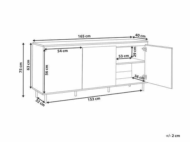3-deurs dressoir met licht houteffect - afbeelding 8 van  8