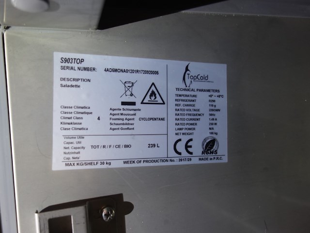 3-deurs inox koelkast topcold - afbeelding 4 van  4