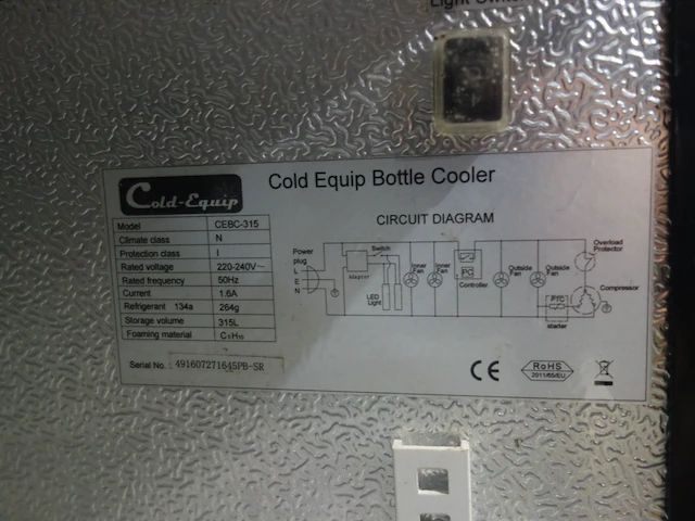3-deurs koelkast cold equip - afbeelding 3 van  3