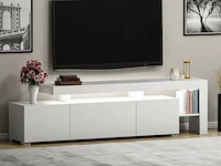 3-deurs melamine tv-meubel met witte afwerking en led-verlichting - afbeelding 1 van  8