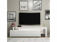 3-deurs melamine tv-meubel met witte afwerking en led-verlichting - afbeelding 4 van  8