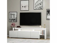 3-deurs melamine tv-meubel met witte afwerking en led-verlichting - afbeelding 6 van  8