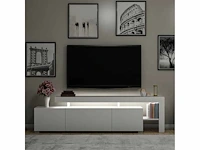3-deurs melamine tv-meubel met witte afwerking en led-verlichting - afbeelding 7 van  8
