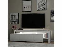 3-deurs melamine tv-meubel met witte afwerking en led-verlichting - afbeelding 9 van  16
