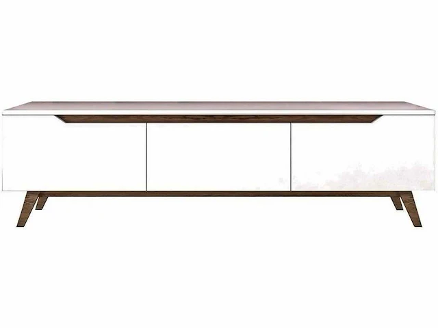 3-deurs tv-meubel wit - l180 cm - spaanplaat - wit en eiken kleur - ruimtebesparende kast - voor woonkamer - l180 x b35 x h48,6 cm - afbeelding 8 van  9