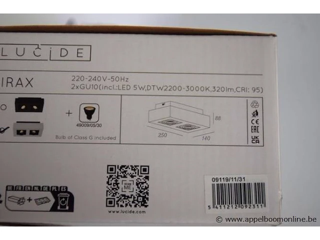 3 div plafondlampen vv 2 led spots lucide xiras - afbeelding 3 van  3
