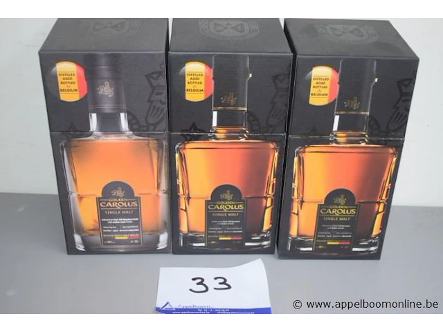 3 flesjes à 20cl whiskey gouden carolus 46% - afbeelding 1 van  2