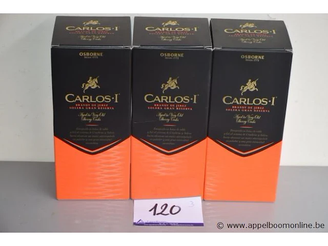 3 flessen à 70cl brandy carlos i - afbeelding 1 van  2