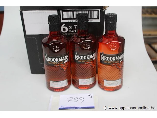 3 flessen à 70cl gin brockmans 40% - afbeelding 1 van  2