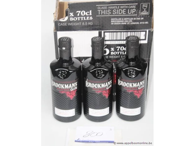 3 flessen à 70cl gin brockmans 40% - afbeelding 1 van  2