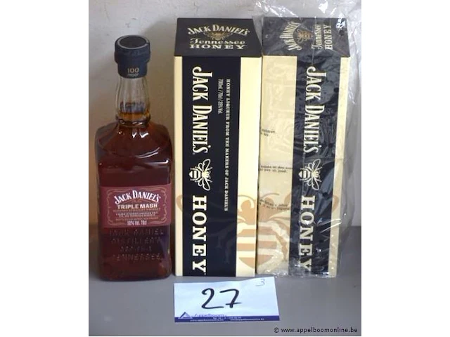 3 flessen à 70cl whiskey jack daniels 2x tennesse honey 1x triplemash 40% - afbeelding 1 van  3