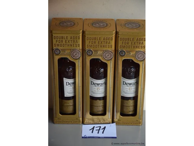 3 flessen à 70cl whisky dewar's 15yr 40% - afbeelding 1 van  2