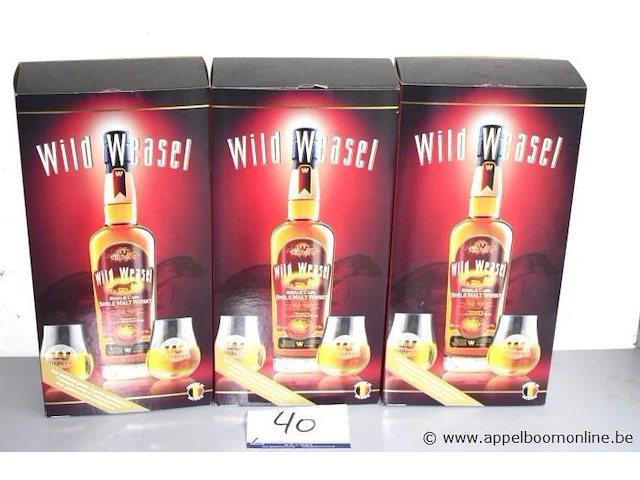 3 flessen à 70cl whisky wild weasel single cask 46% - afbeelding 1 van  2