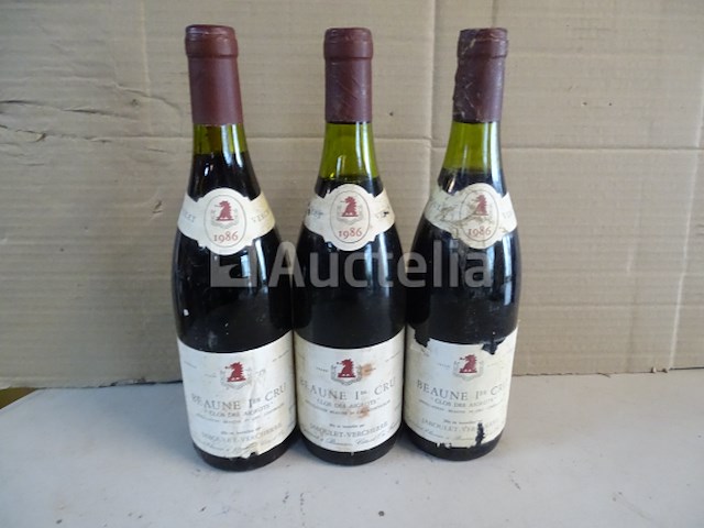 3 flessen beaune 1er cru clos des aigros 1986 - afbeelding 1 van  6
