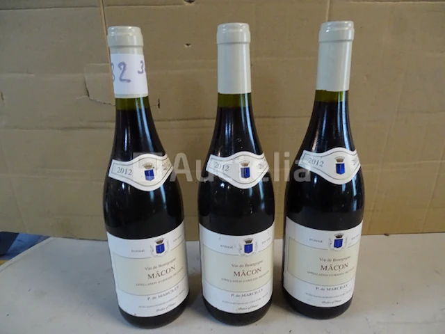 3 flessen bourgogne macon p. marcilly 2012 - afbeelding 1 van  4