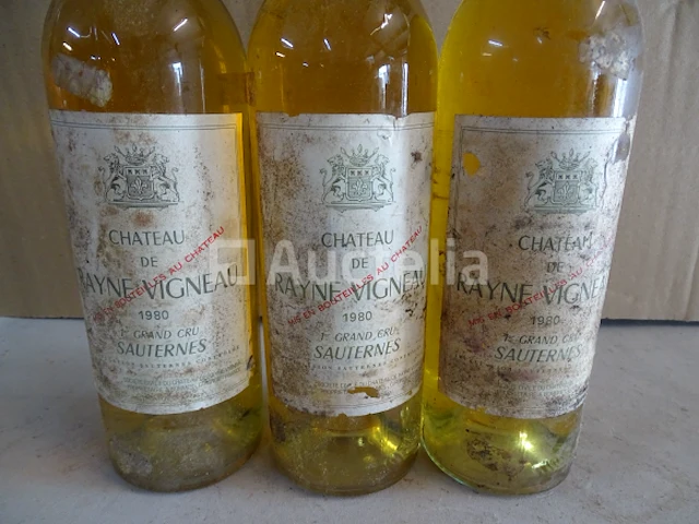 3 flessen château de rayne vigneau, 1er grand cru sauternes 1980 - afbeelding 1 van  4