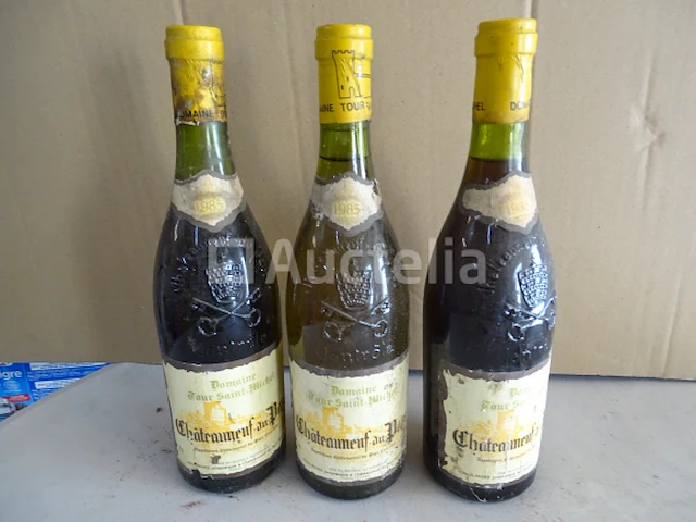 3 flessen château neuf du pape domaine tour saint-michel 1985 - afbeelding 1 van  6