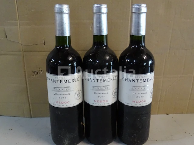 3 flessen médoc cru bourgeois château chantemerle 2012 - afbeelding 3 van  6