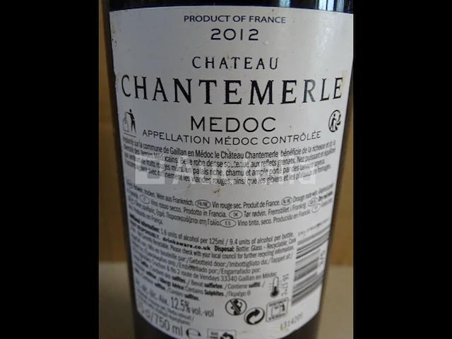 3 flessen médoc cru bourgeois château chantemerle 2012 - afbeelding 5 van  6