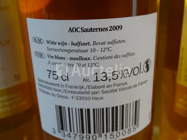 3 flessen sauternes château mauras 2009 - afbeelding 4 van  5