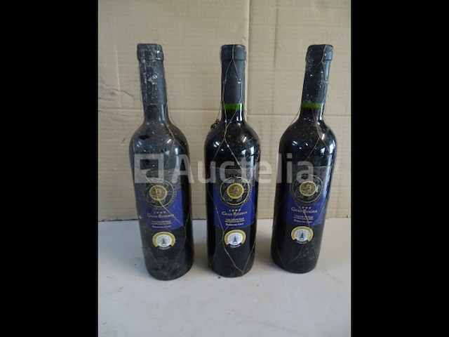 3 genummerde flessen valdepenas baron del cega 1999 - afbeelding 2 van  4