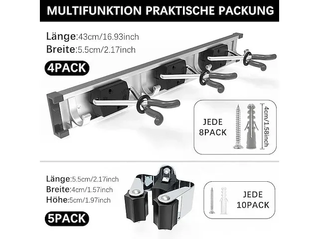 3-h houder voor apparaten, 43 cm, 4 stuks - afbeelding 2 van  2