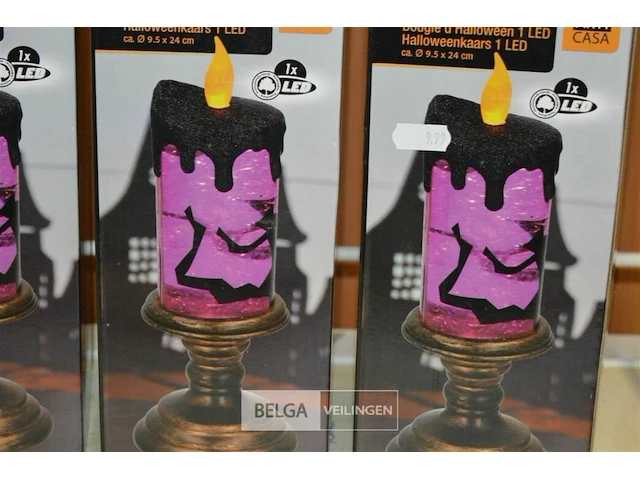 3 halloween kaars ledø9,5cm x24cm - afbeelding 3 van  3