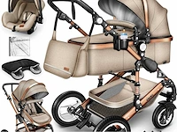 3-in-1 combinatie kinderwagen - beige/goud - afbeelding 1 van  8