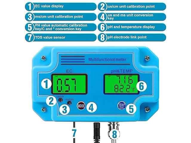 3-in-1 ph/ec/temp phmmeter drinkwatermeter - afbeelding 2 van  3