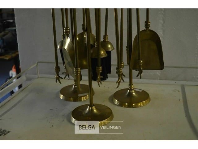 3 messing openhaard setjes ±56 cm - afbeelding 3 van  3