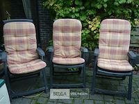 3 opklapbare tuinstoelen met kussens