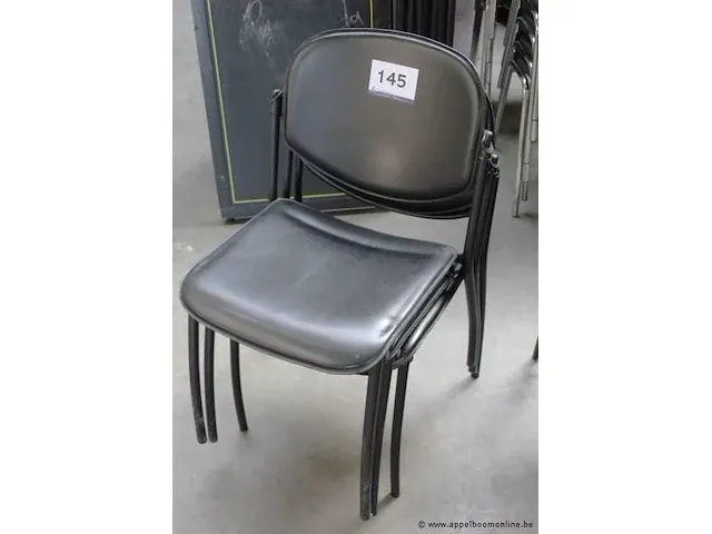 3 stapelbare stoelen, zwarte skai bekleed - afbeelding 1 van  2