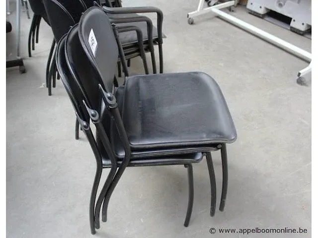 3 stapelbare stoelen, zwarte skai bekleed - afbeelding 2 van  2