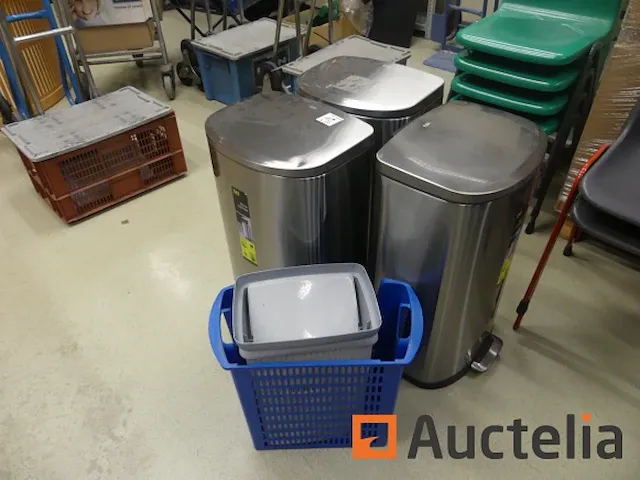 3 vuilnisbakken roestvrij staal 50 liter eko della step bak - afbeelding 1 van  8