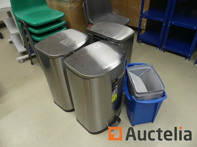 3 vuilnisbakken roestvrij staal 50 liter eko della step bak - afbeelding 2 van  8