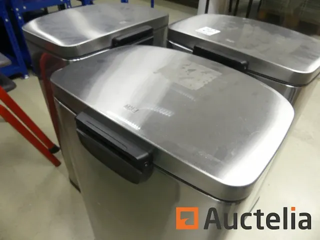 3 vuilnisbakken roestvrij staal 50 liter eko della step bak - afbeelding 4 van  8