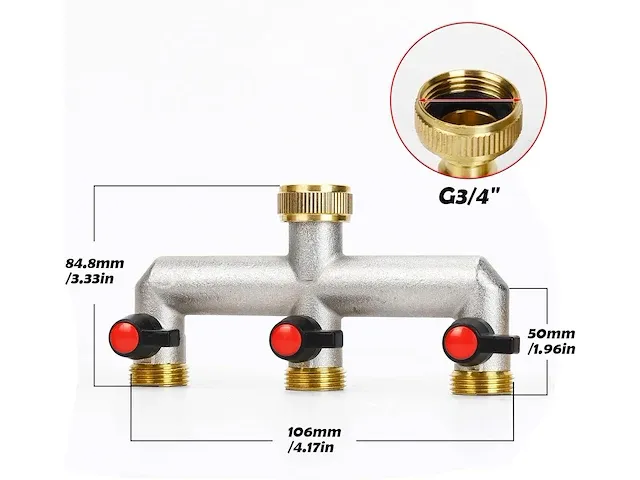3-weg verdeler water - afbeelding 2 van  6