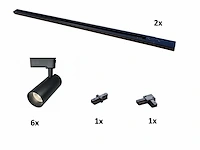 3 x 2 meter pro set railverlichting met 6x 18w 4000k railspot - afbeelding 7 van  8